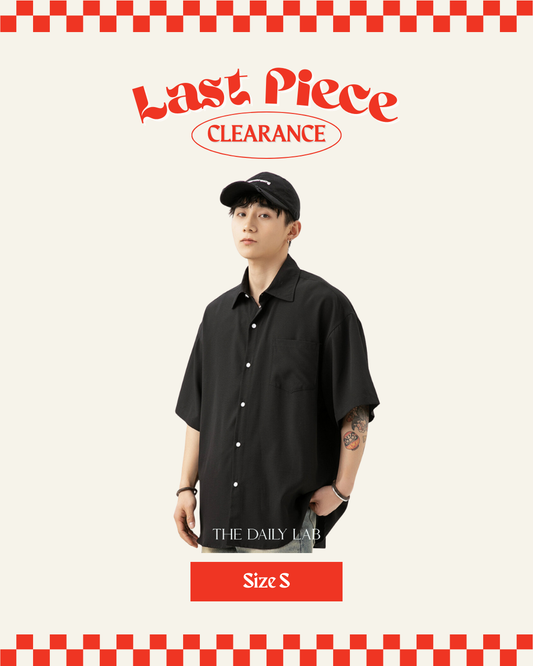 Casual Loose Buttoned Shirt in Black (Size S)