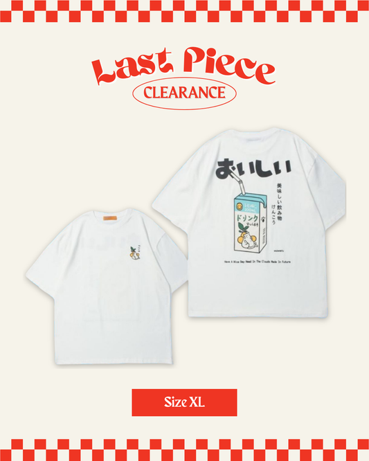 Meow Drinks Oversized Tee in White (Size XL)