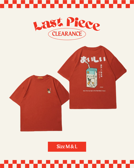 Meow Drinks Oversized Tee in Orange (Size M & L)