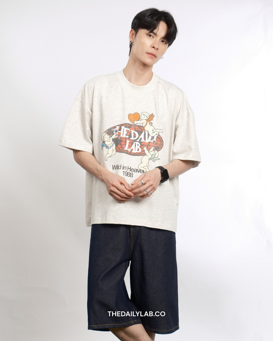 Wild in Heaven Graphic Boxy Tee in Grey (In-Stock)