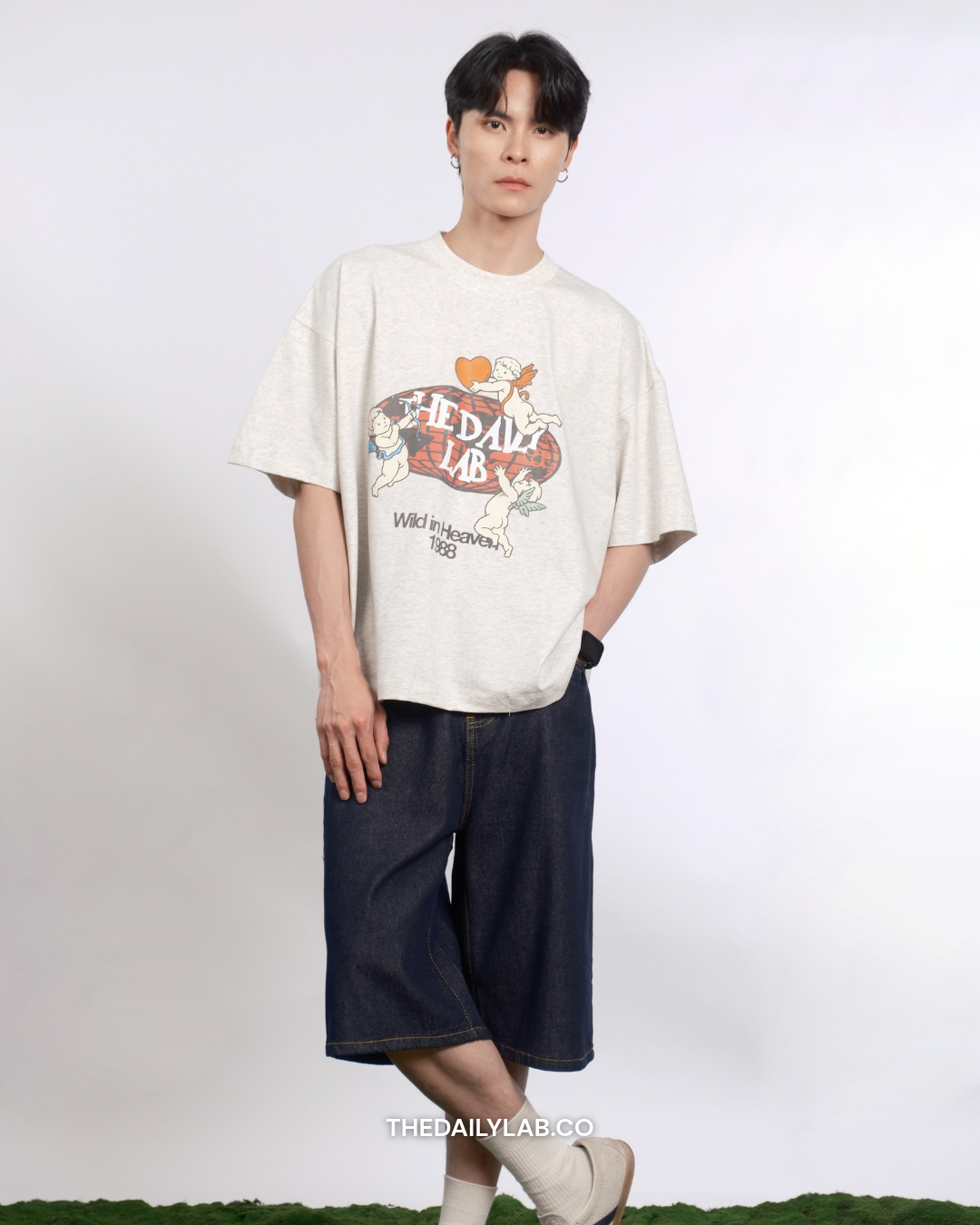 Wild in Heaven Graphic Boxy Tee in Grey (In-Stock)