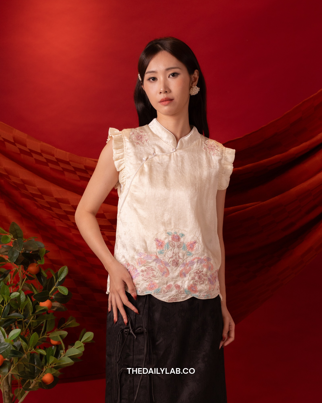 Blush Heritage Embroidered Vest in White