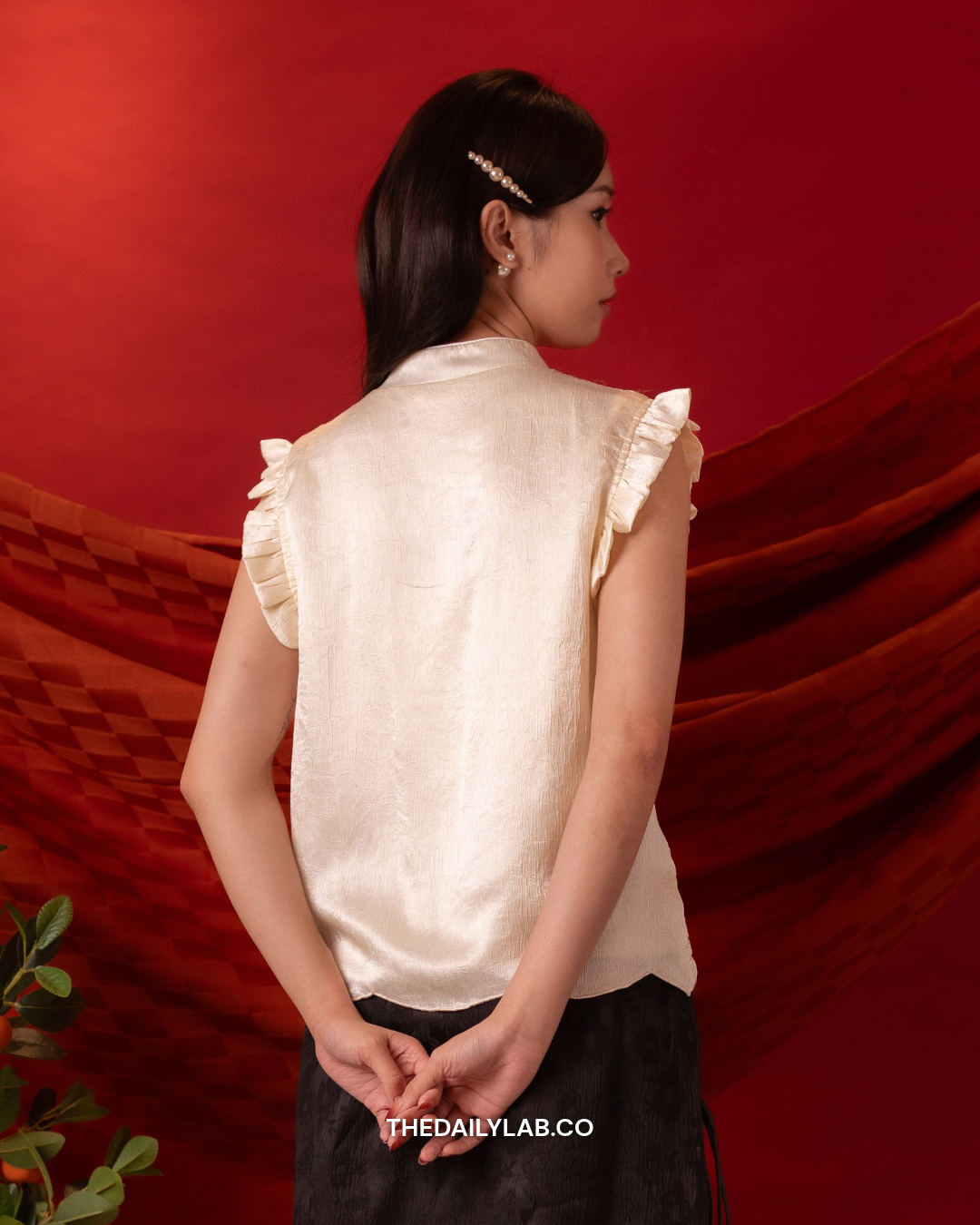 Blush Heritage Embroidered Vest in White