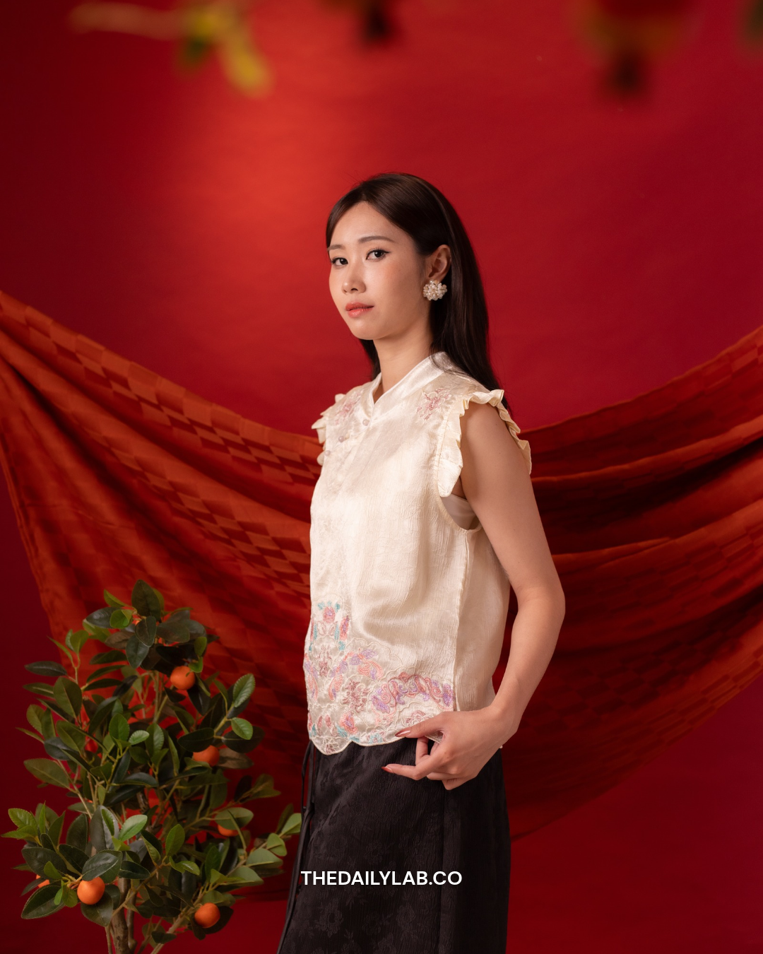 Blush Heritage Embroidered Vest in White