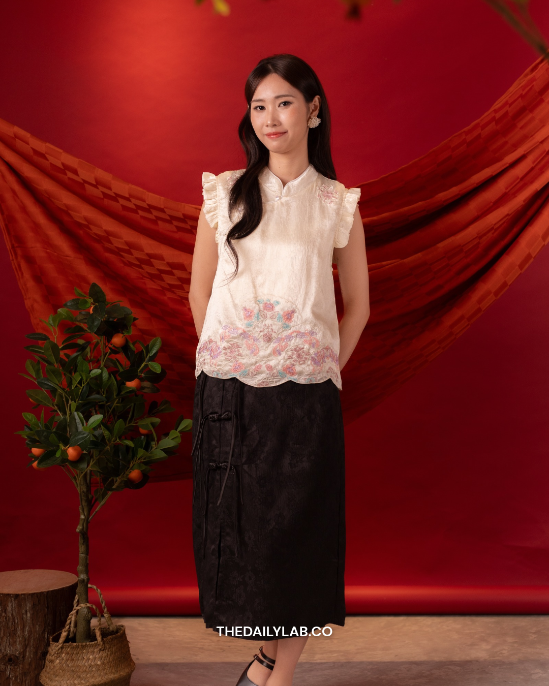 Blush Heritage Embroidered Vest in White