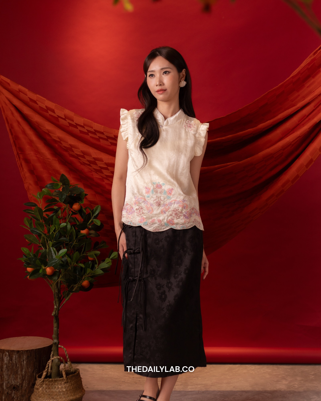 Blush Heritage Embroidered Vest in White