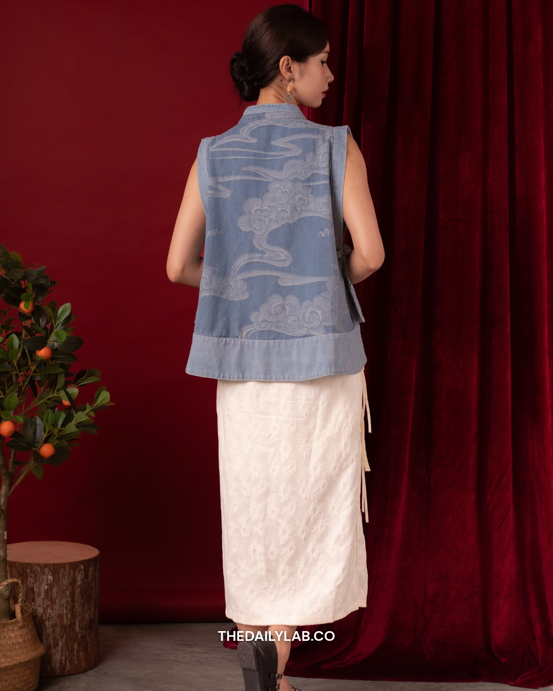 Cloud Jacquard Denim Tang Vest