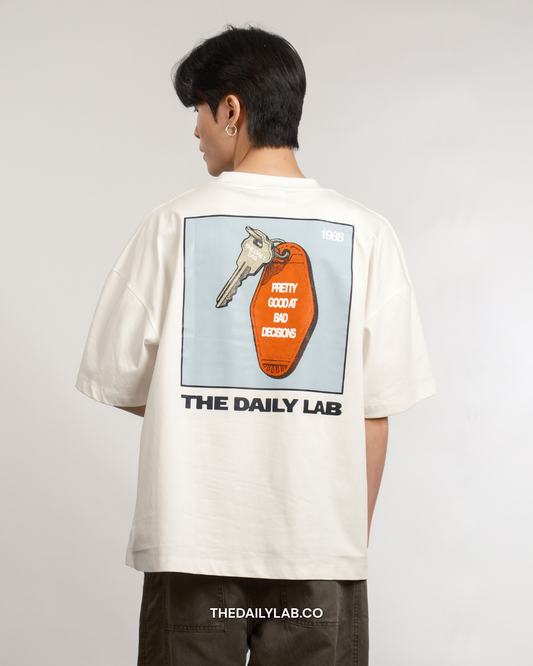Bad Decisions Graphic Boxy Tee in White (In-Stock)