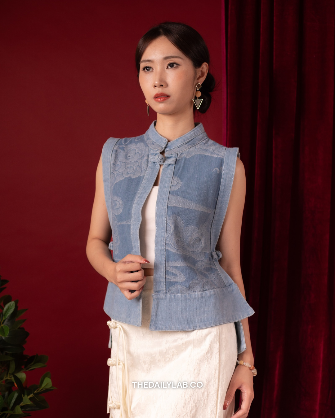 Cloud Jacquard Denim Tang Vest