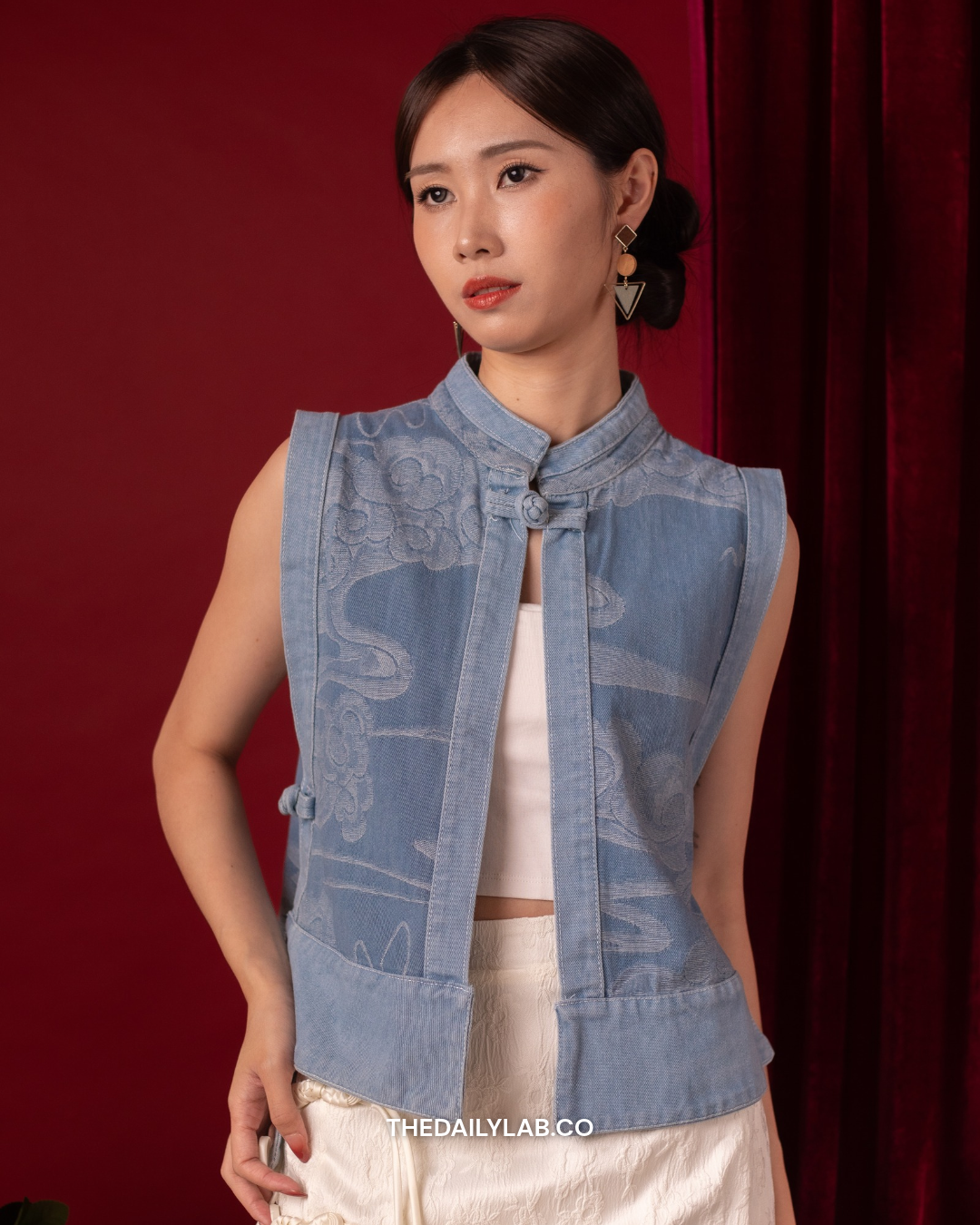 Cloud Jacquard Denim Tang Vest