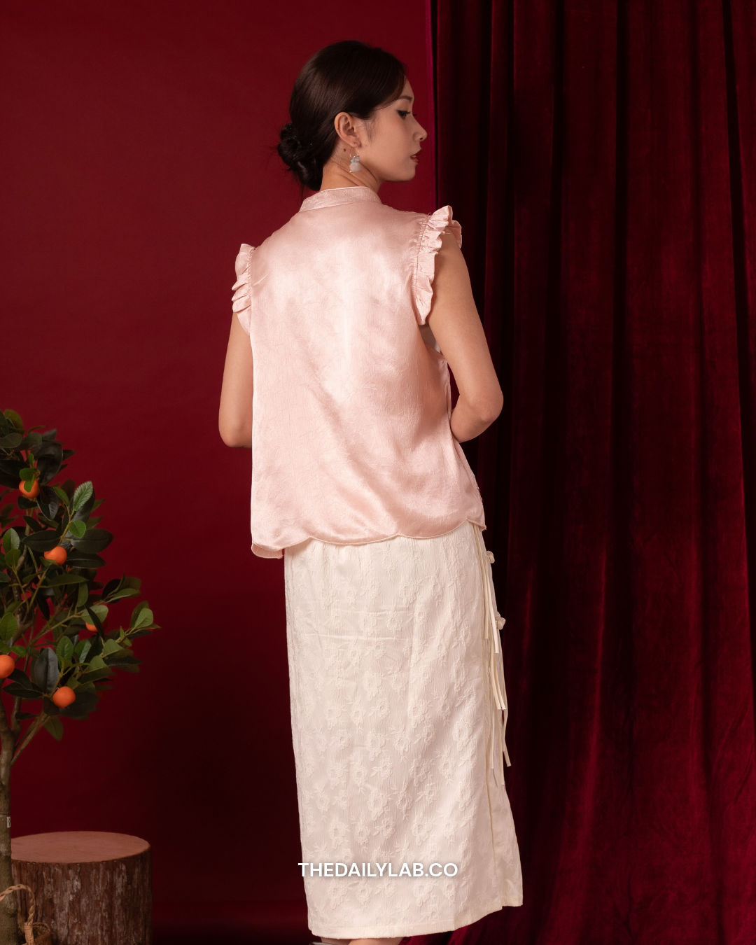 Blush Heritage Embroidered Vest in Pink