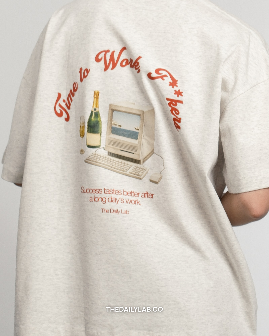 Time to Work Graphic Boxy Tee in Grey (In-Stock)