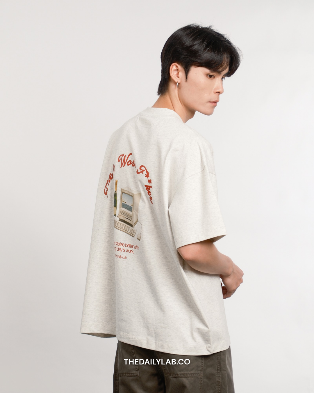 Time to Work Graphic Boxy Tee in Grey (In-Stock)