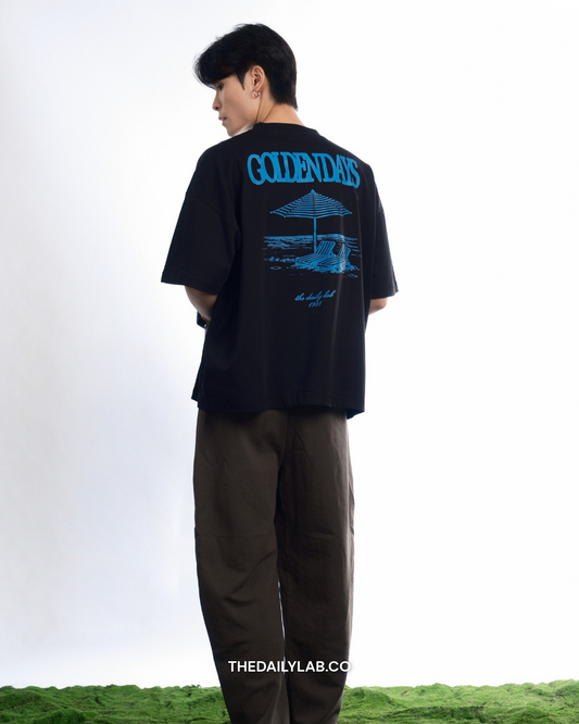 Golden Days Graphic Boxy Tee in Black (In-Stock)