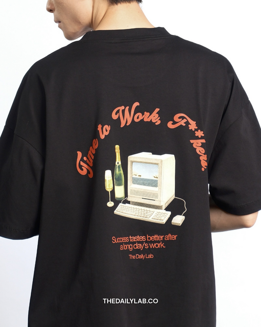 Time to Work Graphic Boxy Tee in Black (In-Stock)