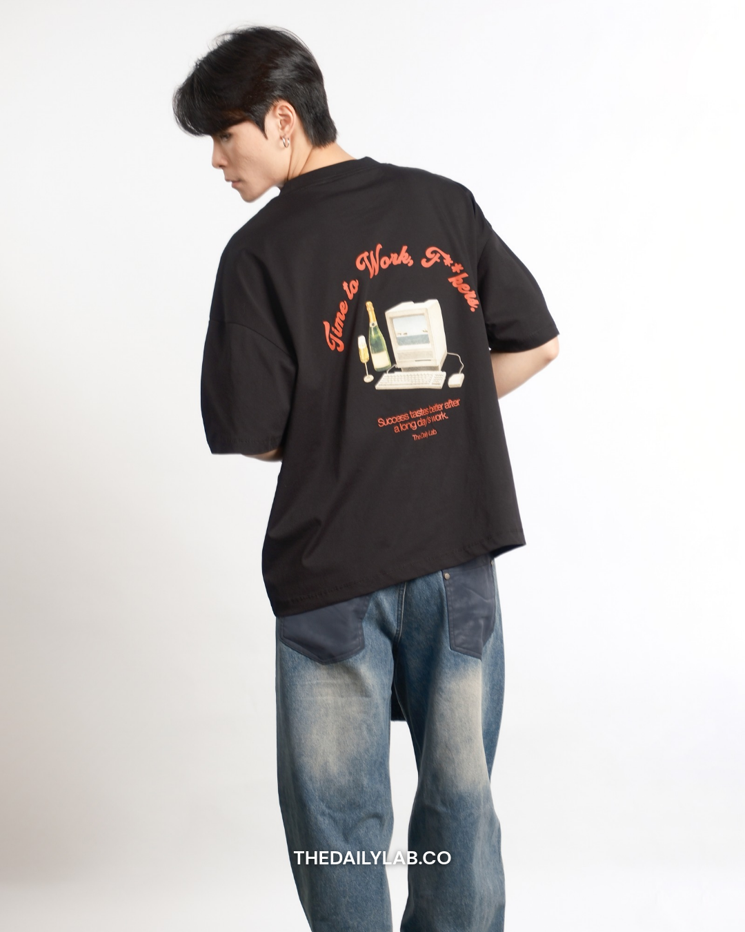 Time to Work Graphic Boxy Tee in Black (In-Stock)