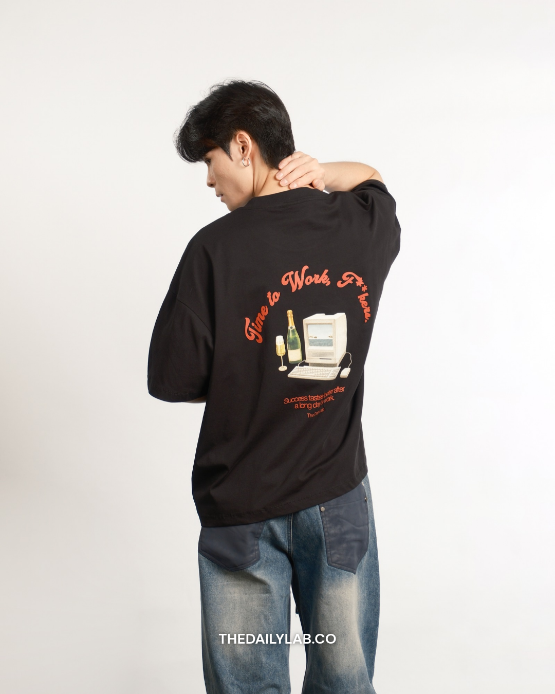 Time to Work Graphic Boxy Tee in Black (In-Stock)