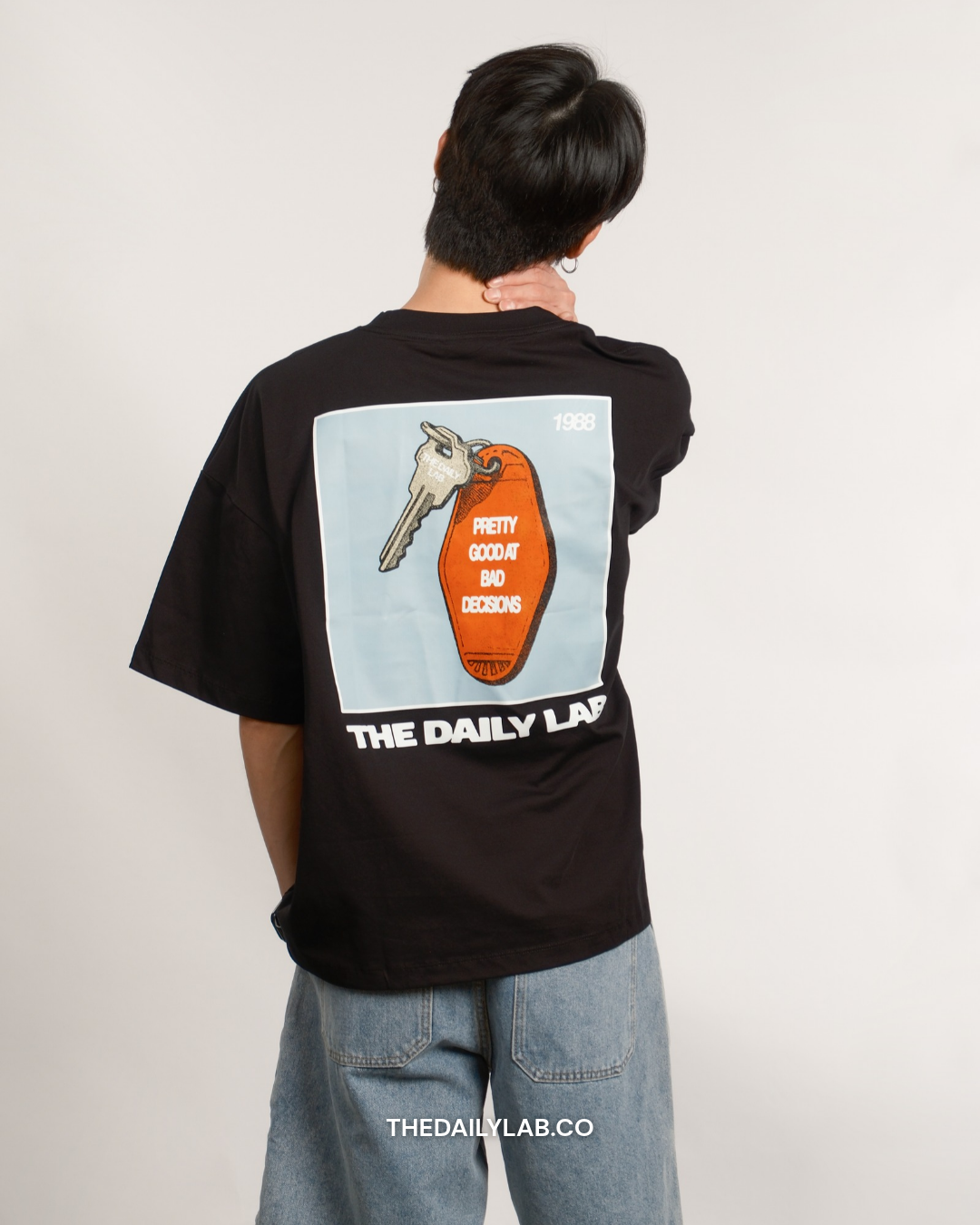 Bad Decisions Graphic Boxy Tee in Black (In-Stock)