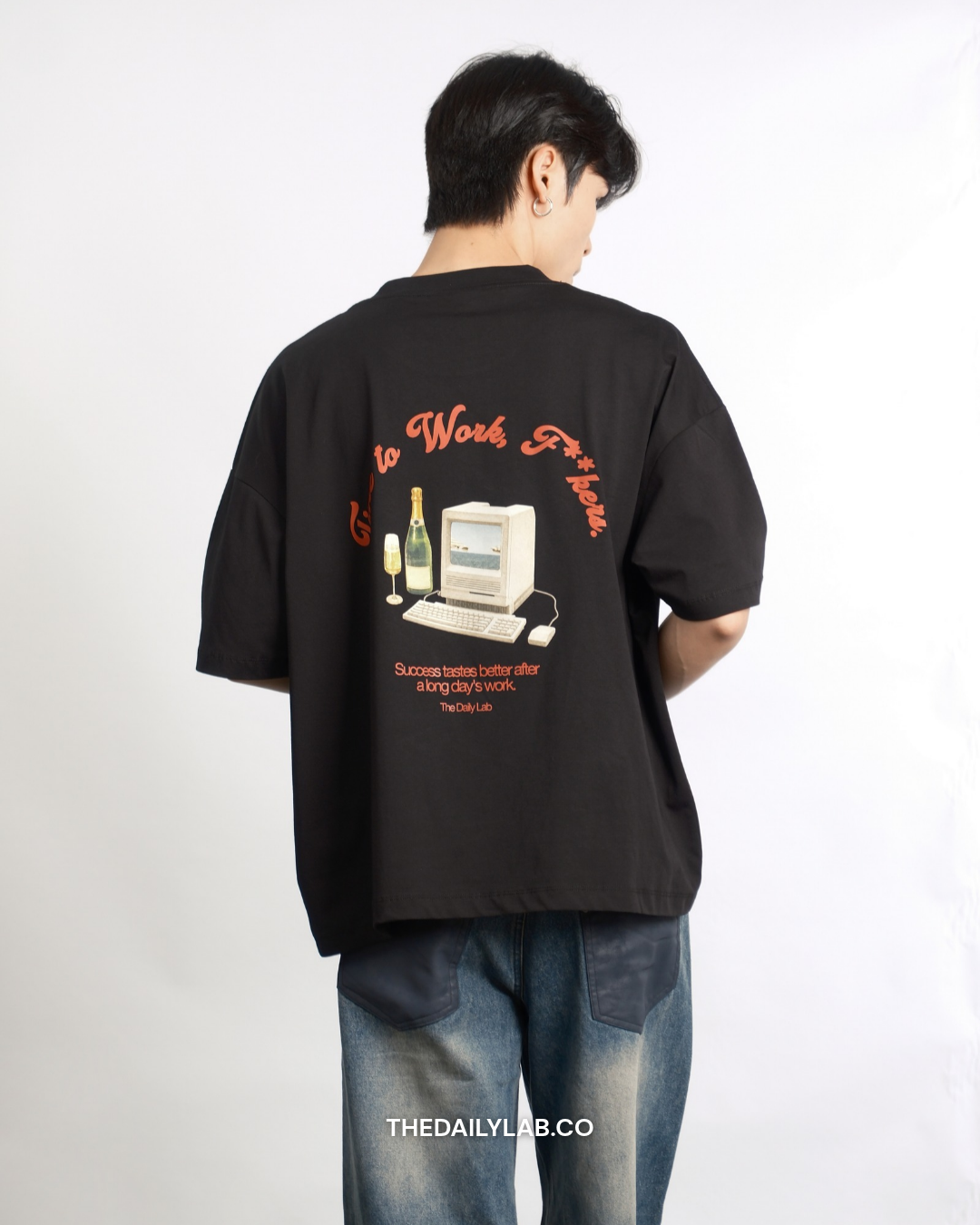 Time to Work Graphic Boxy Tee in Black (In-Stock)