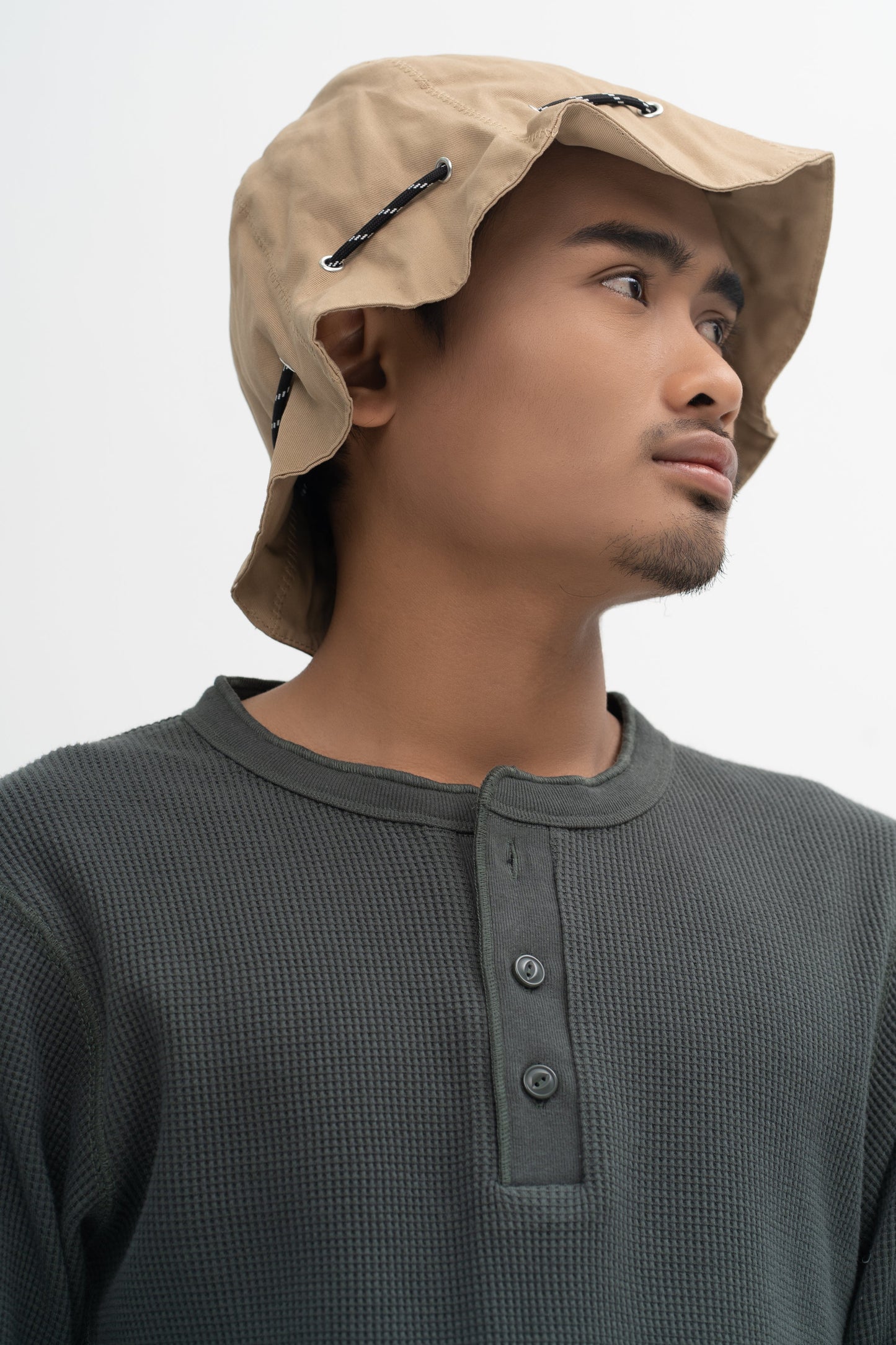 Aqil Waffle Long Sleeves Shirt in Green (Size S)