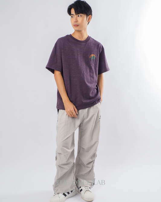 Trendy Striped Paratrooper Pants in Grey