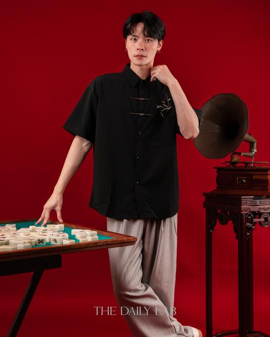 Bamboo Stitch Tang Shirt in Black
