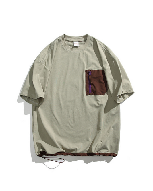 Color-Light Green Pocket Short Sleeve Tee in Light Green