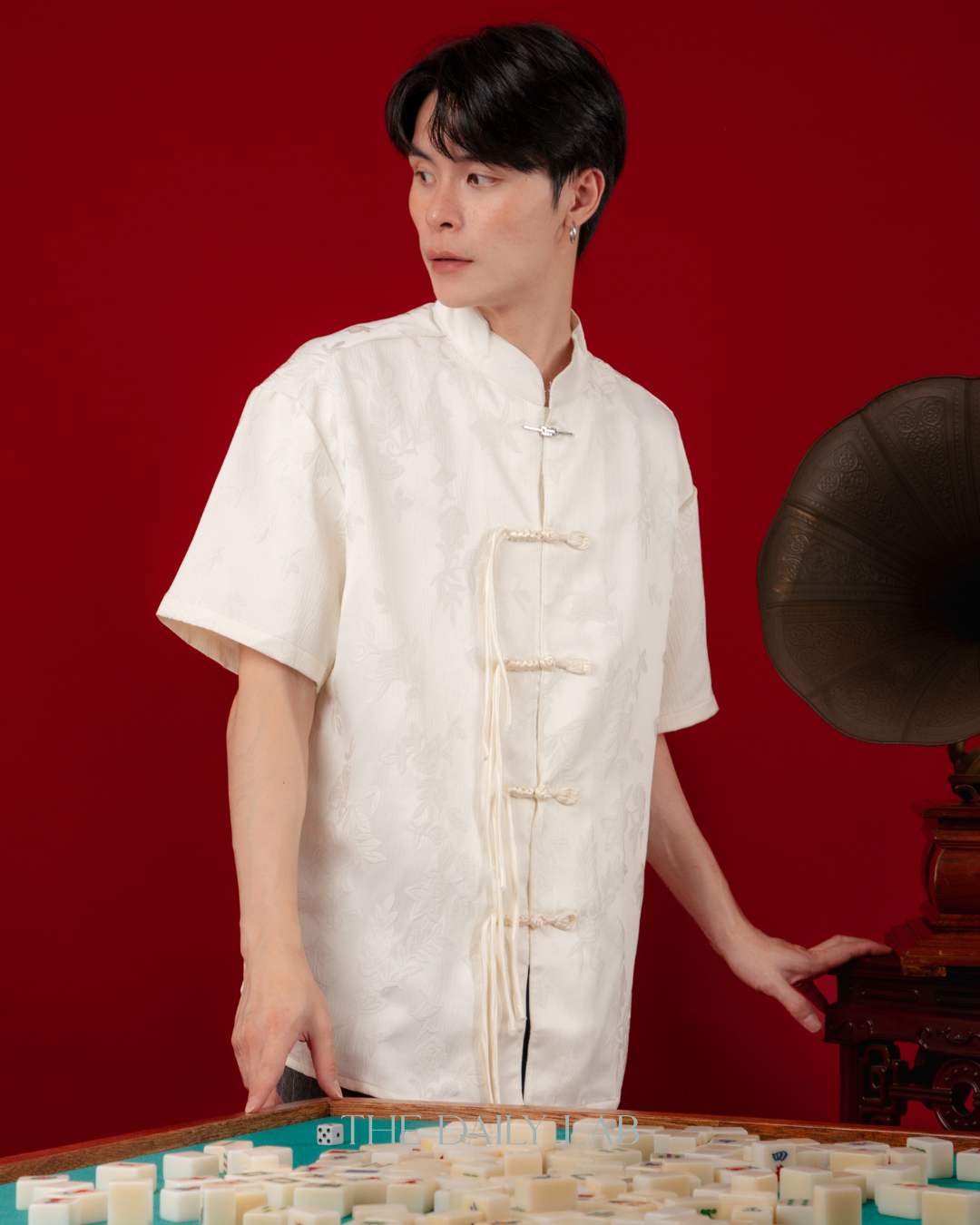 Ivory Floral Tang Oversized Shirt