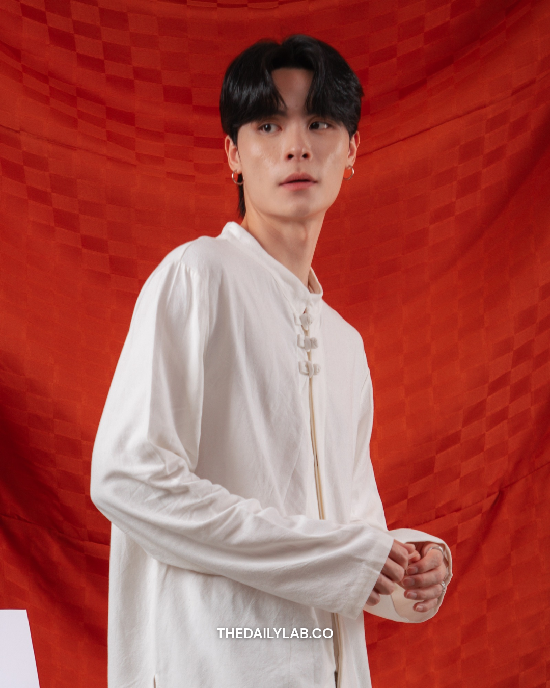 Vintage Mandarin Linen Shirt in White