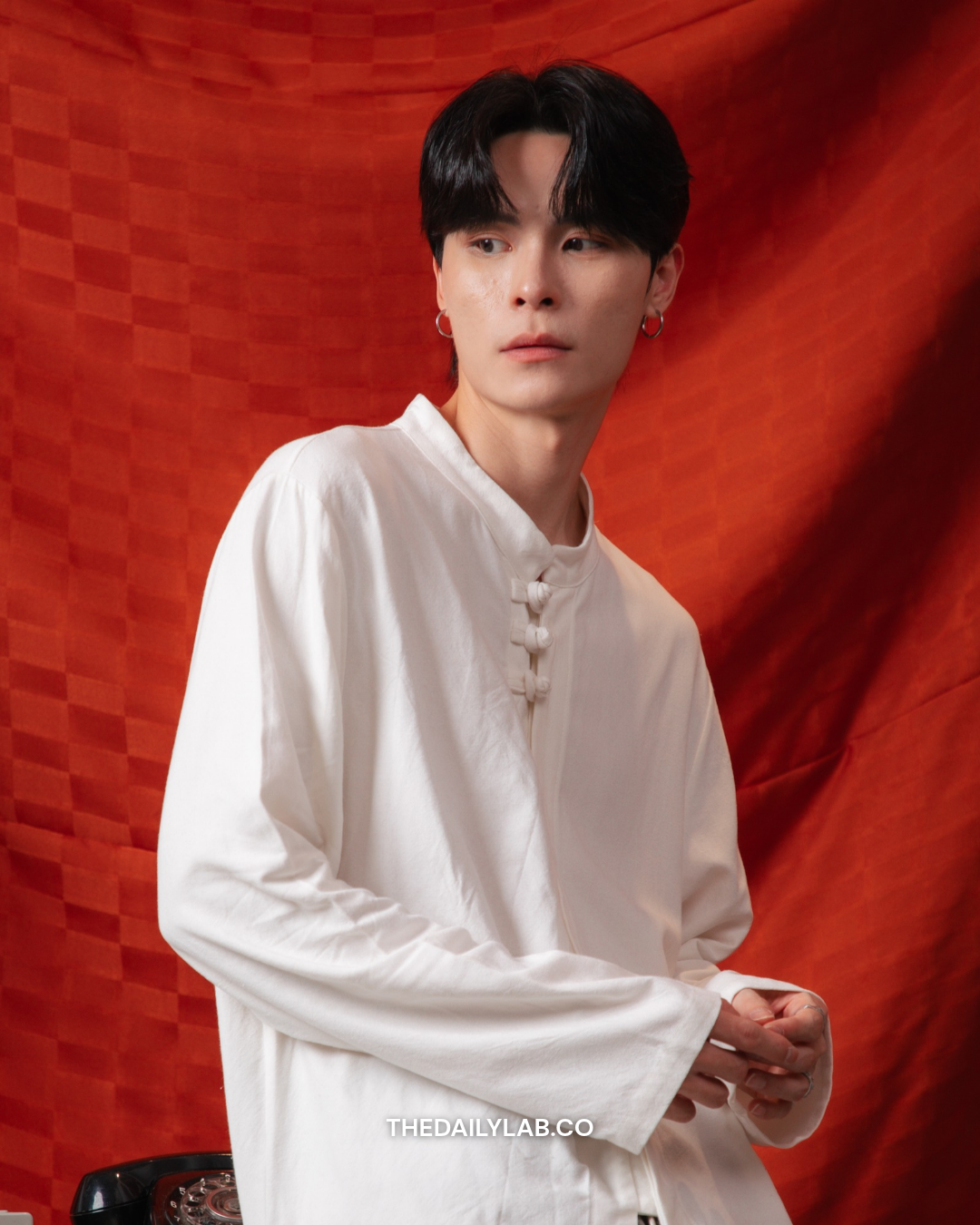 Vintage Mandarin Linen Shirt in White