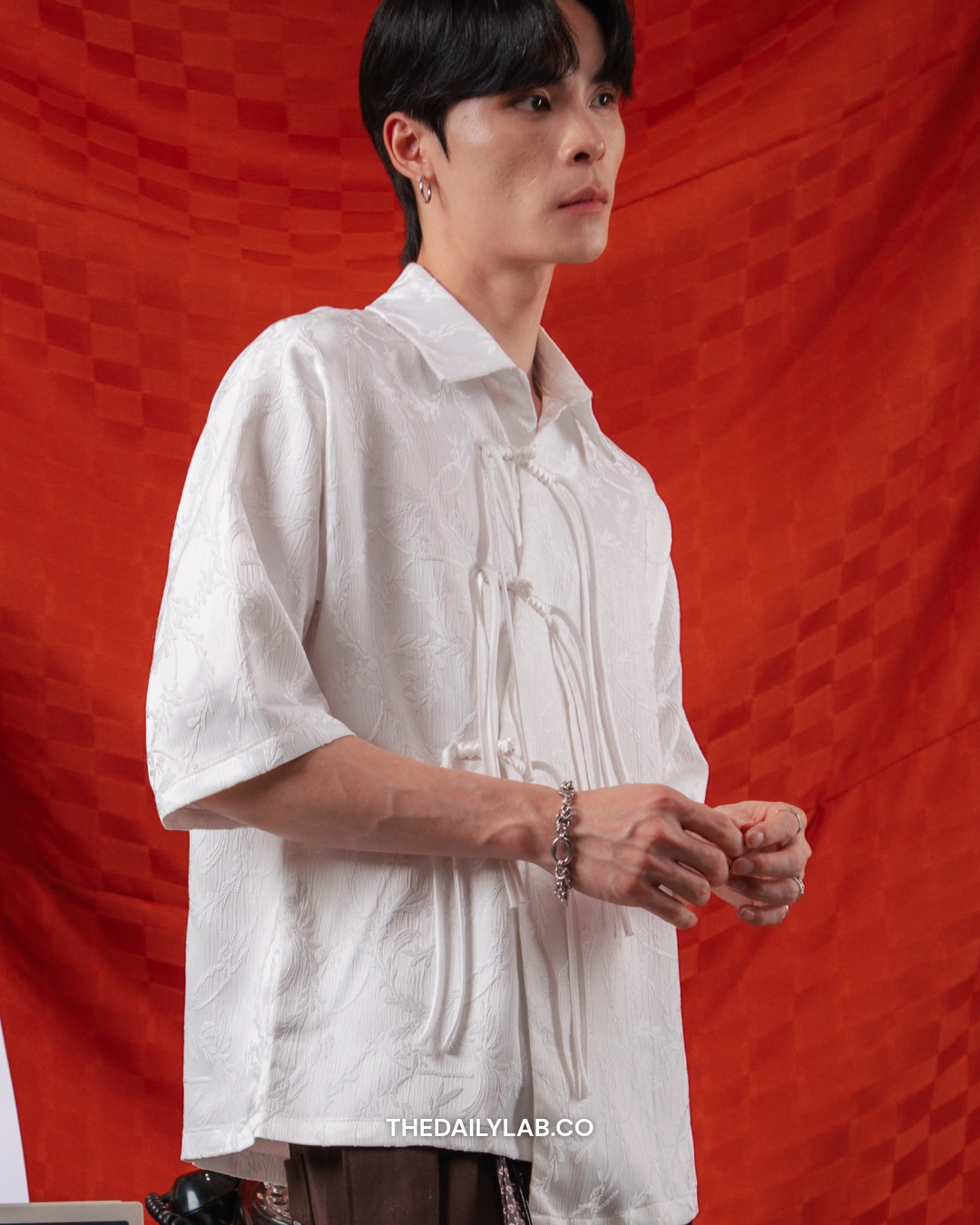 Floral Knot Tang Shirt in White