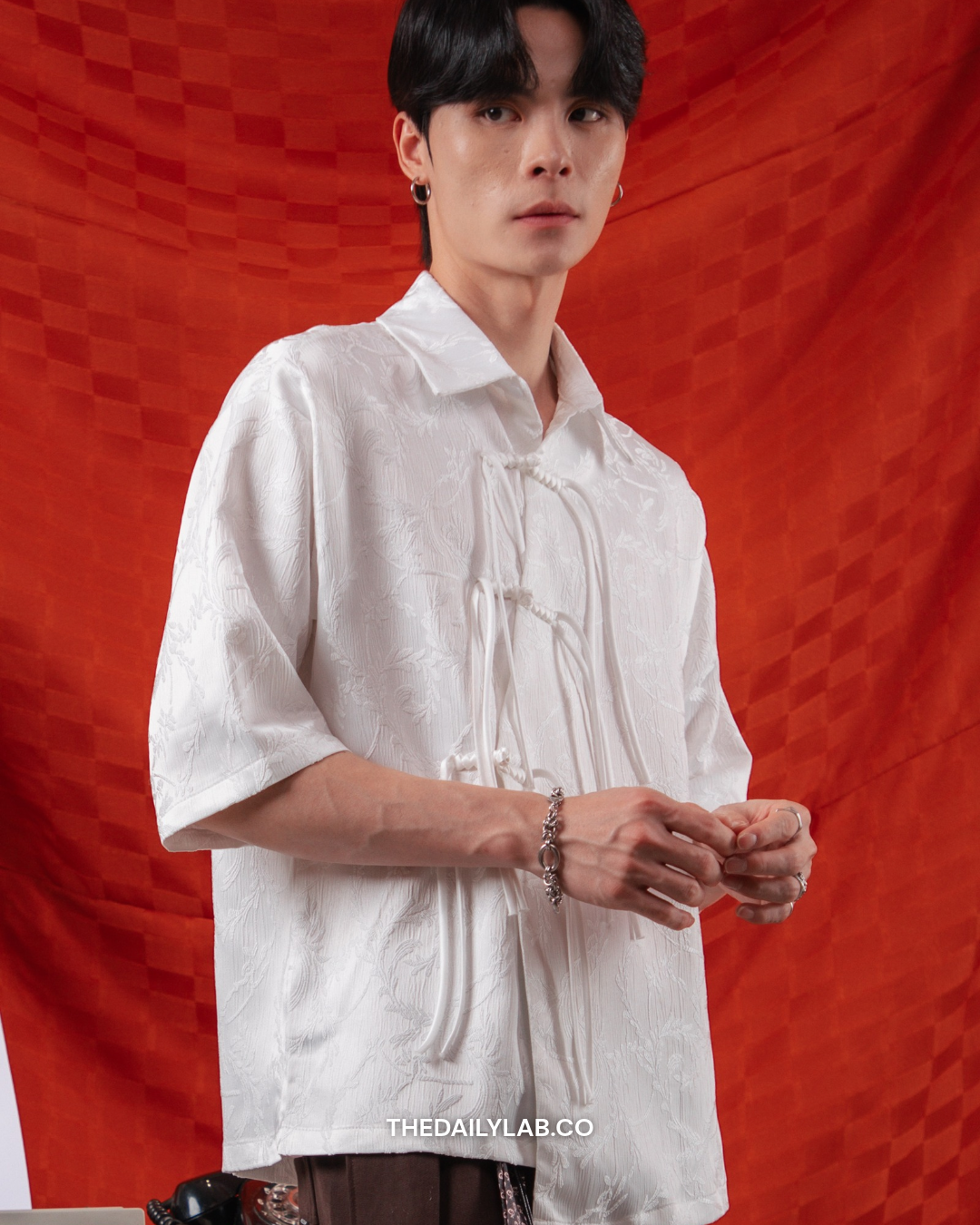 Floral Knot Tang Shirt in White