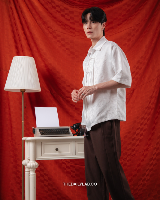 Floral Knot Tang Shirt in White