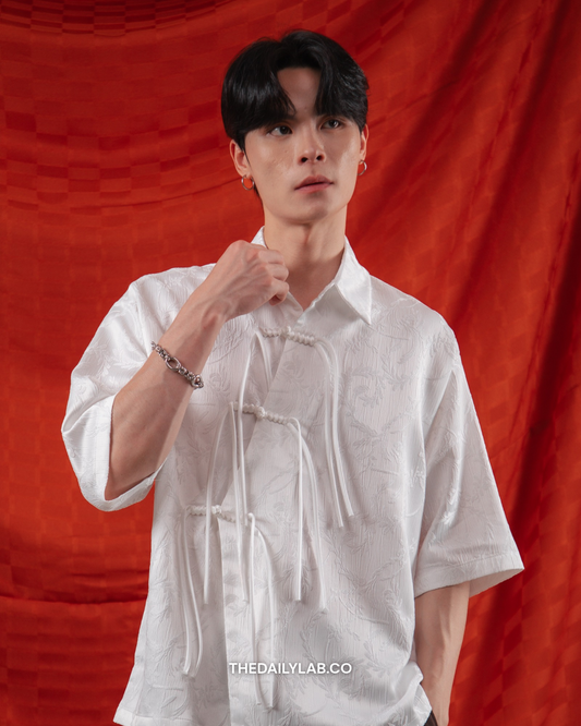 Floral Knot Tang Shirt in White