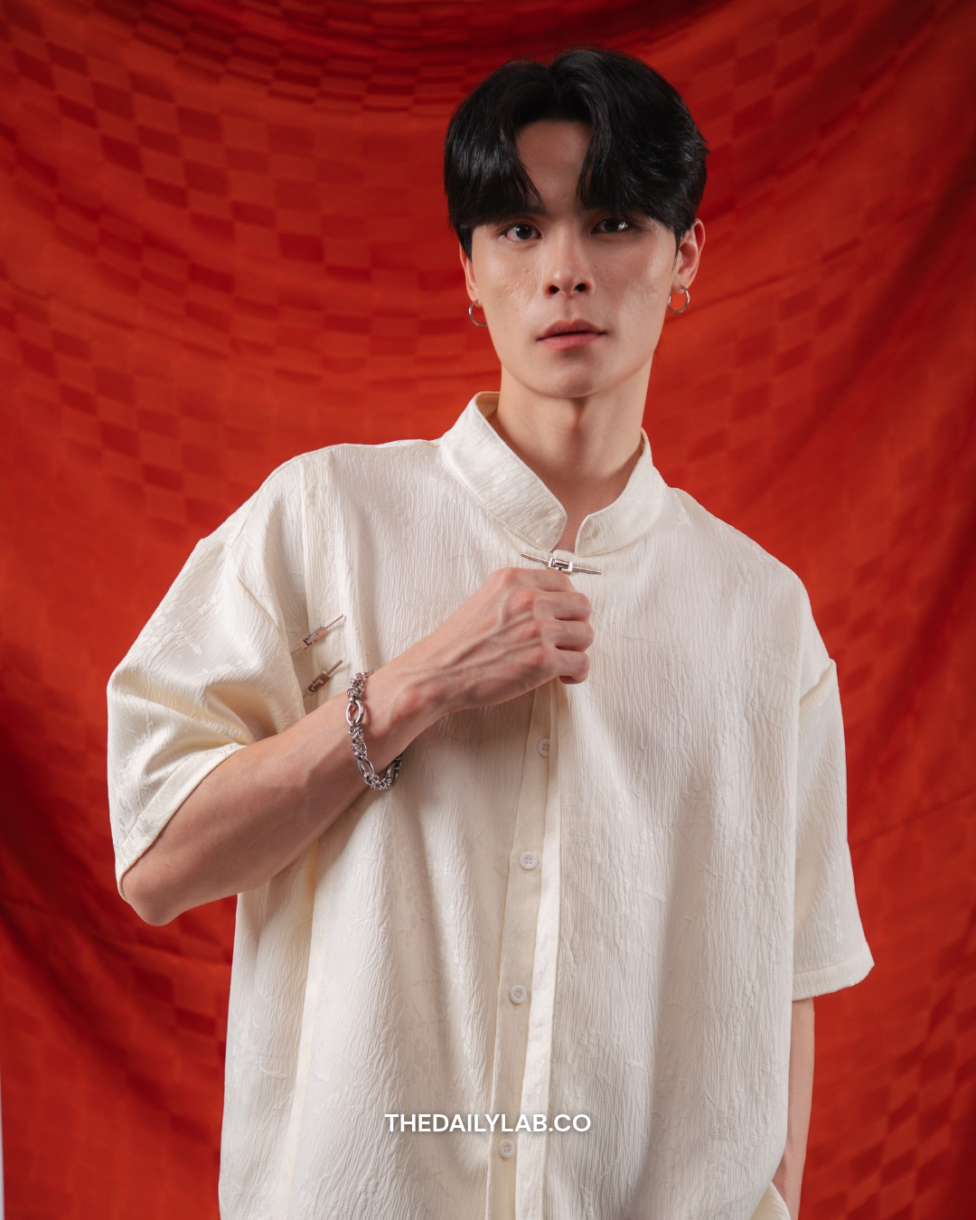 Vintage Jacquard Tang Shirt in White