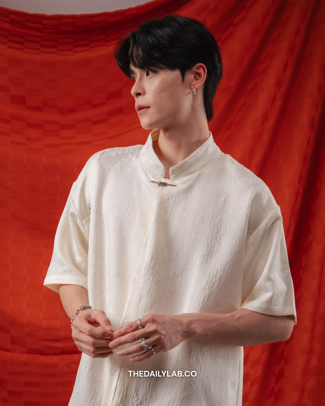 Vintage Jacquard Tang Shirt in White