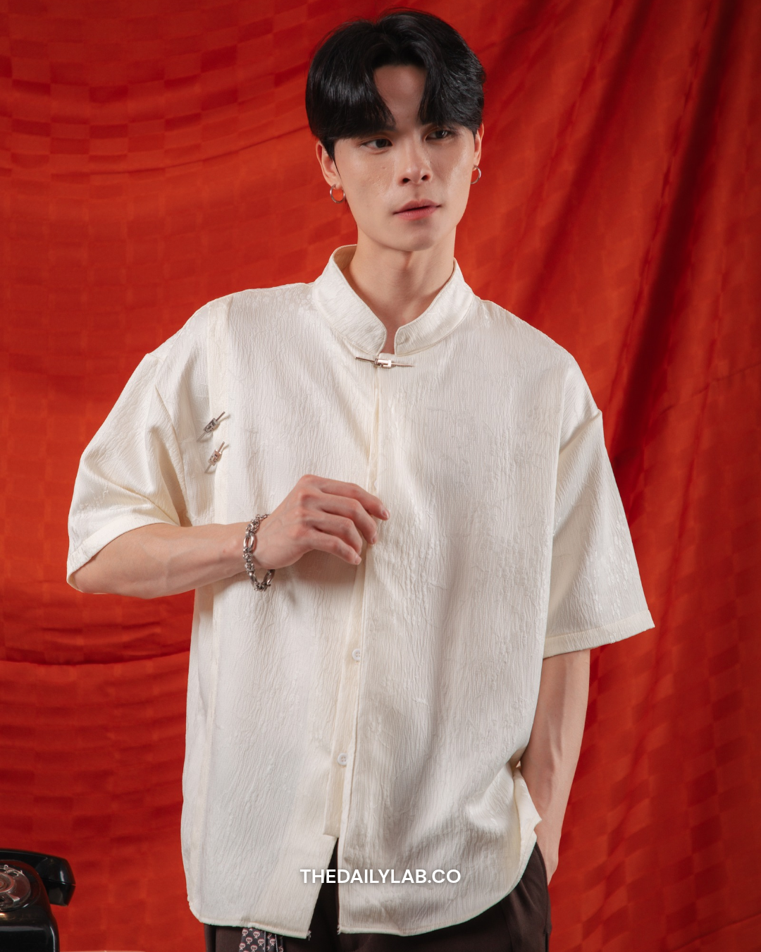 Vintage Jacquard Tang Shirt in White