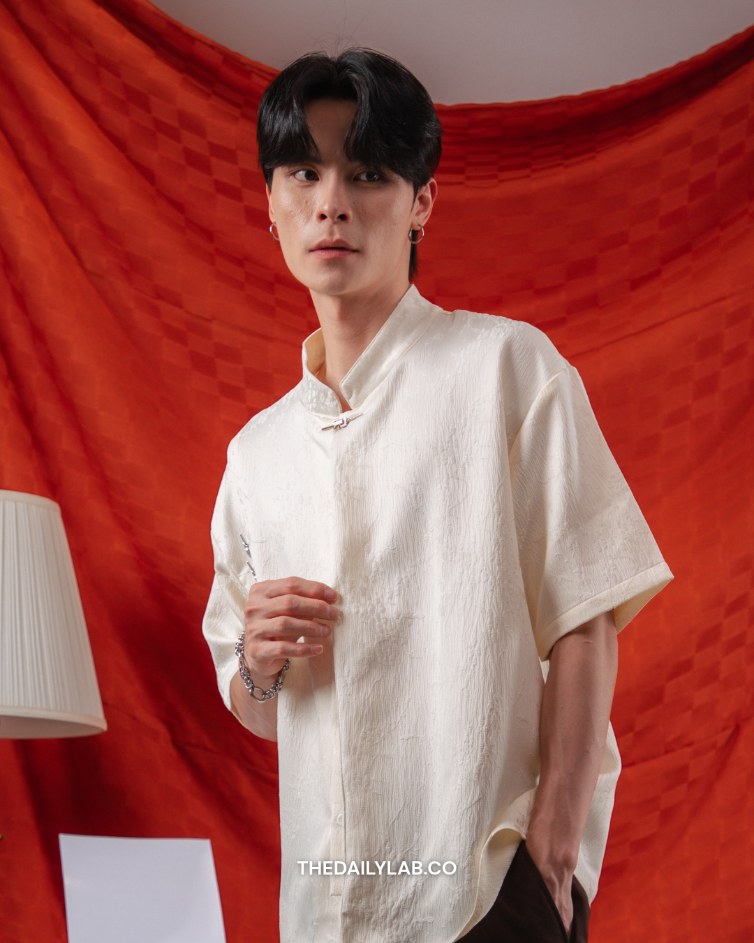Vintage Jacquard Tang Shirt in White