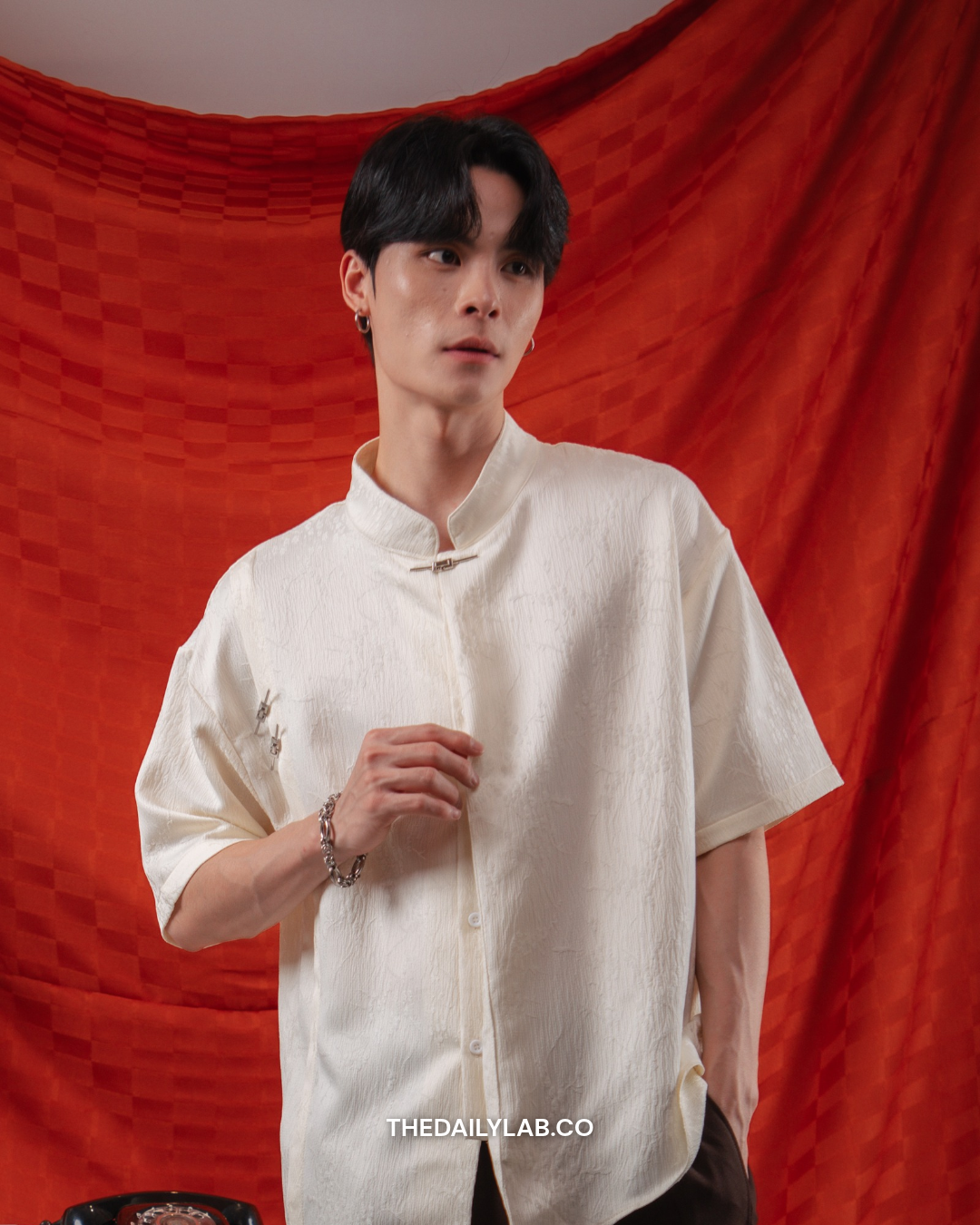 Vintage Jacquard Tang Shirt in White