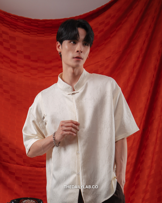 Vintage Jacquard Tang Shirt in White
