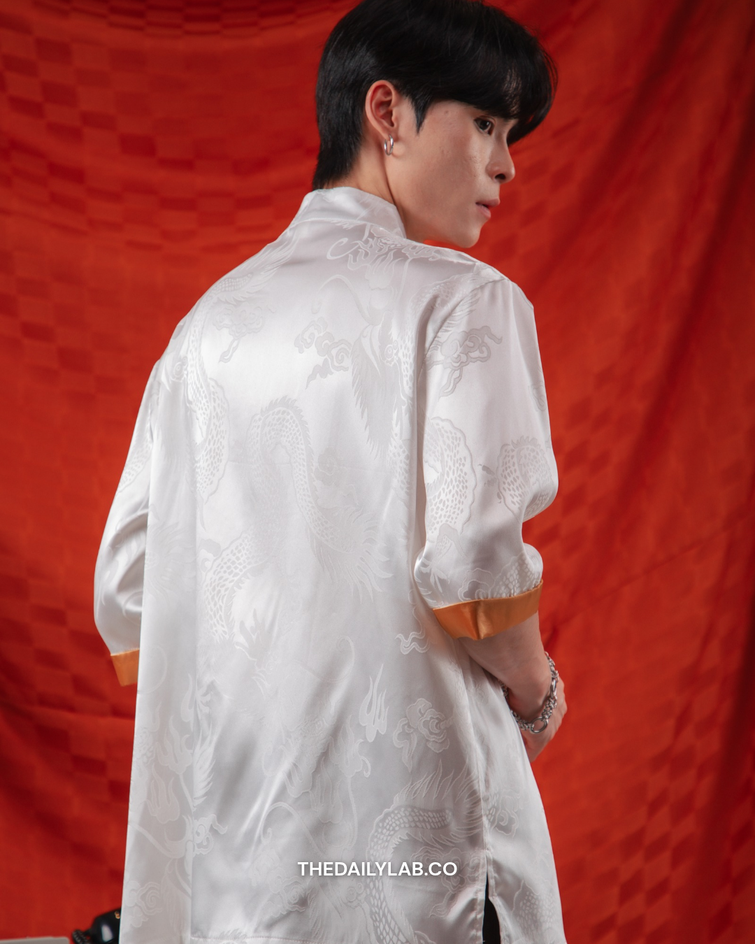 Golden Dragon Tang Shirt in White
