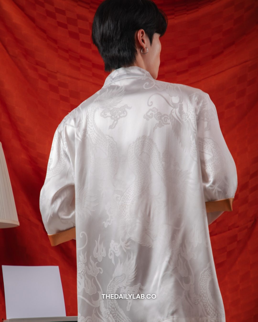 Golden Dragon Tang Shirt in White