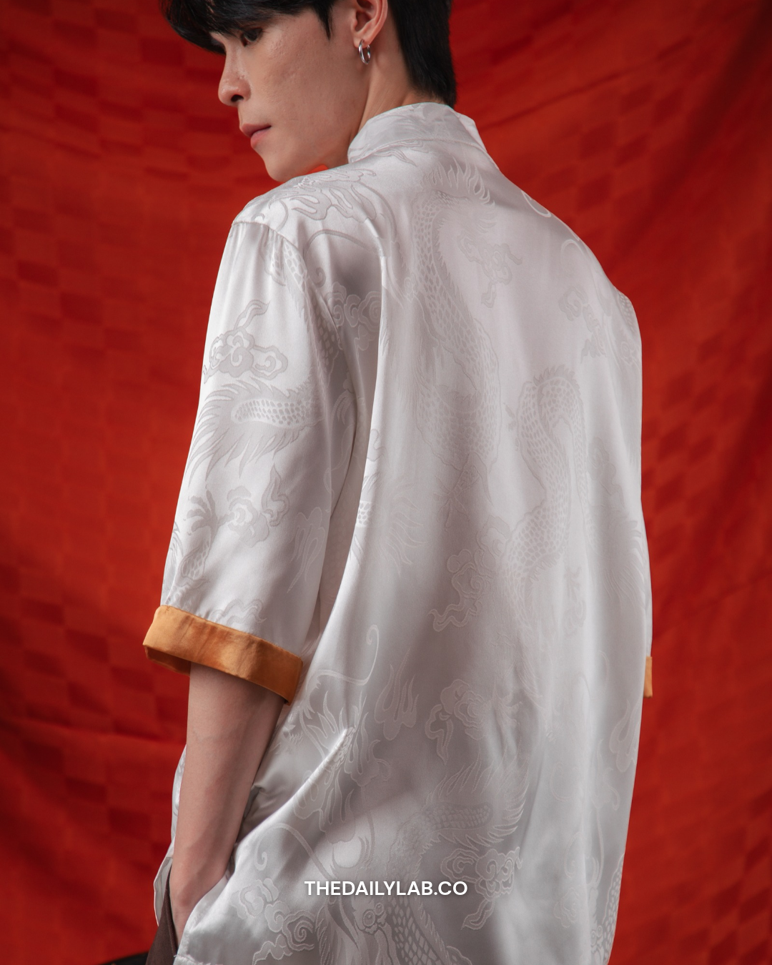 Golden Dragon Tang Shirt in White
