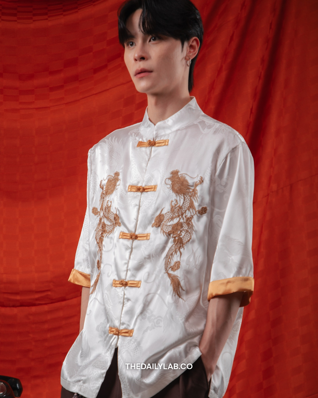 Golden Dragon Tang Shirt in White
