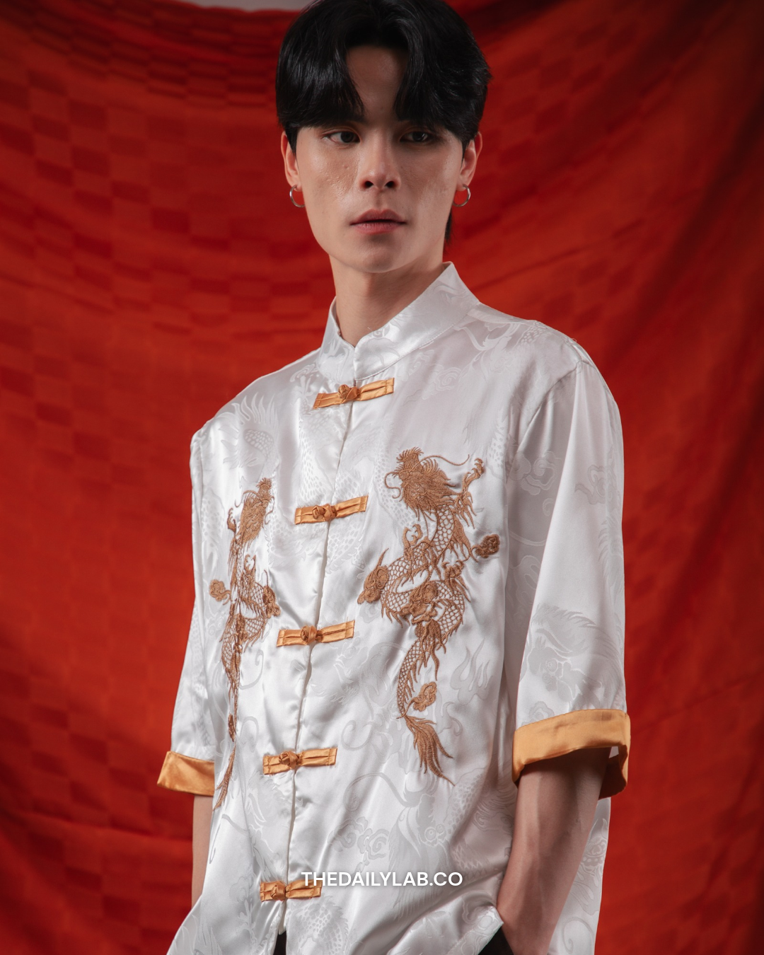 Golden Dragon Tang Shirt in White