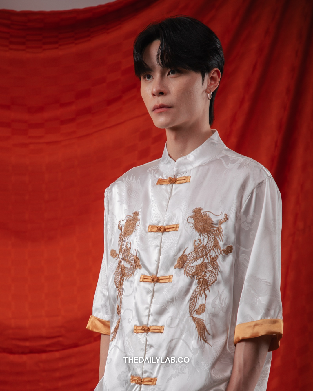 Golden Dragon Tang Shirt in White