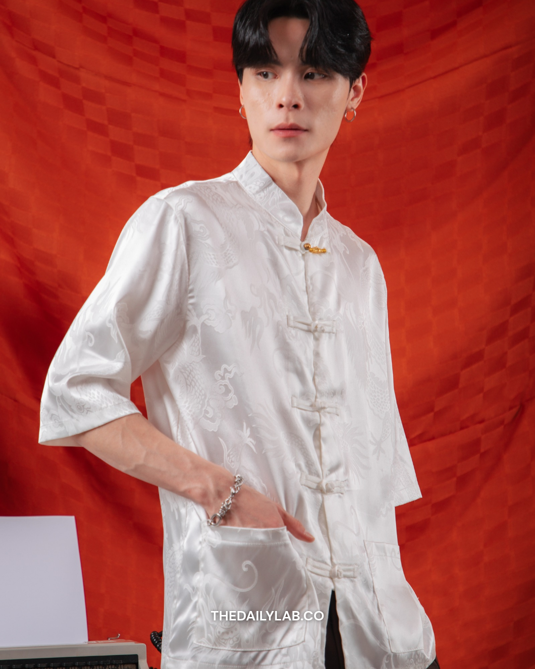 Imperial Dragon Tang Shirt in White