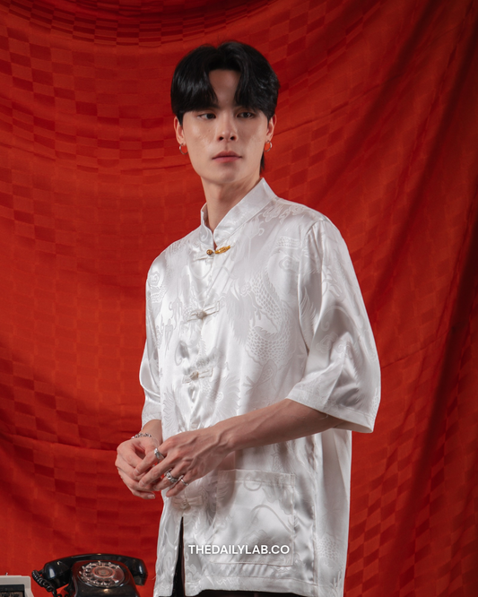 Imperial Dragon Tang Shirt in White