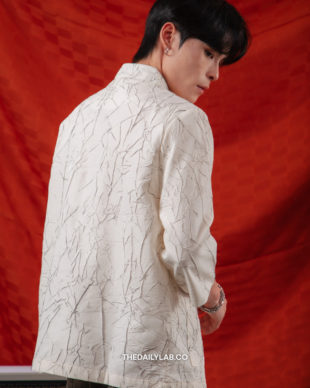 Crinkle Heritage Tang Shirt in White