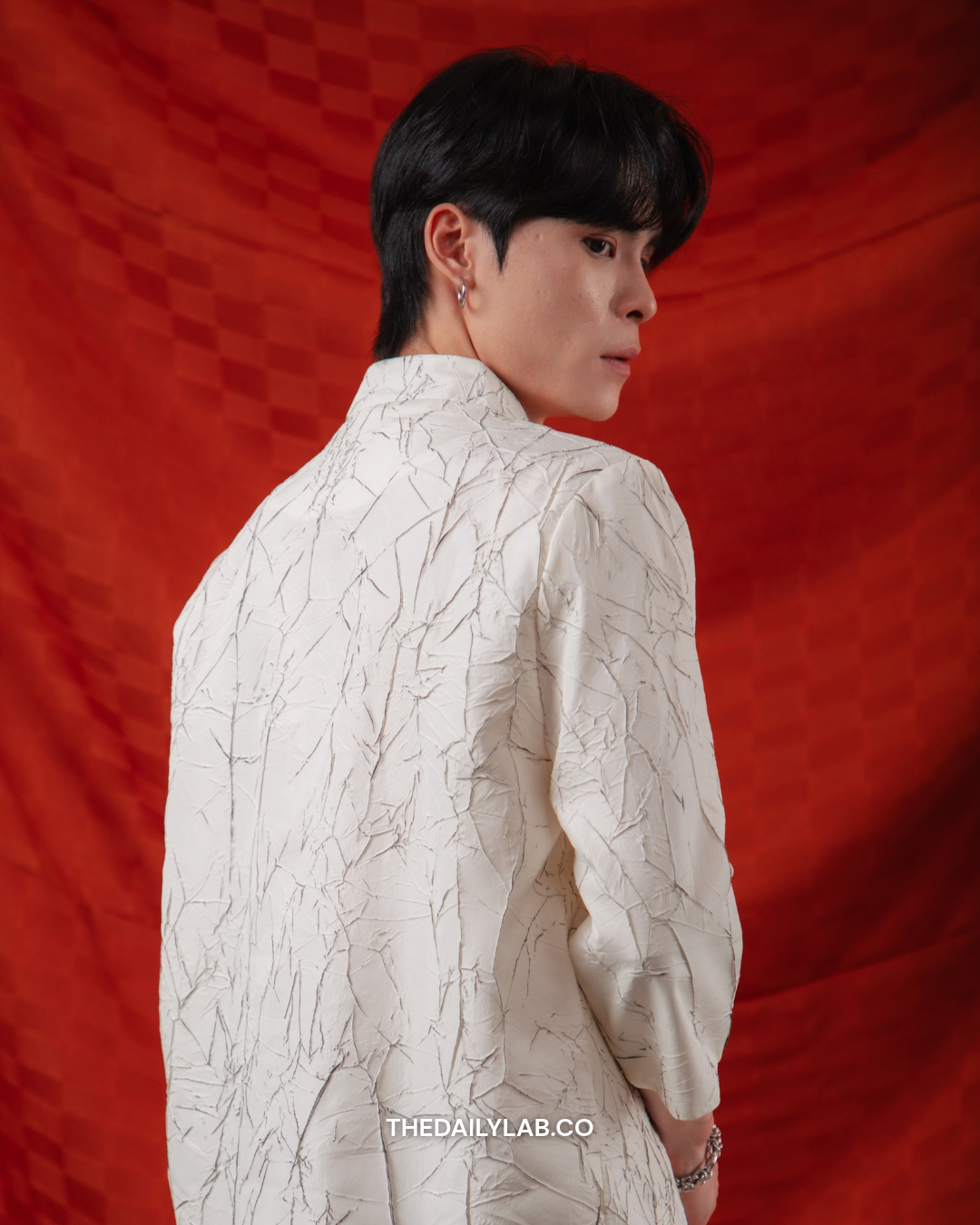 Crinkle Heritage Tang Shirt in White